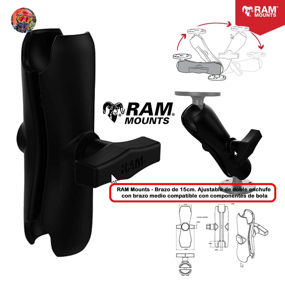 Brazo de 15 cm ajustable